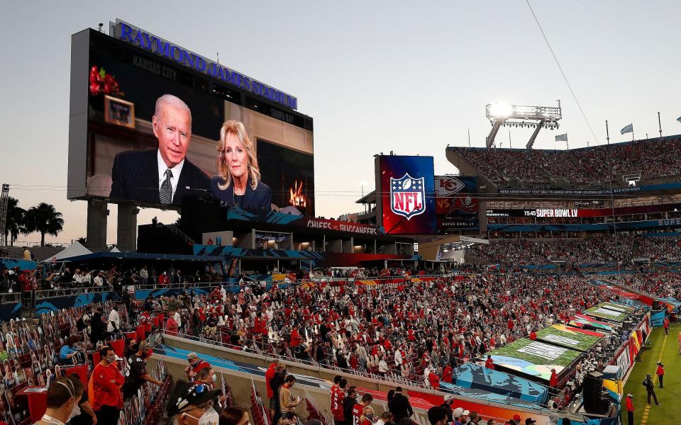 Joe Biden and Jill Biden address the National Football League Super Bowl LV  - GARY BOGDON/EPA-EFE/Shutterstock