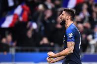 C'est le 39e but d'Olivier Giroud en équipe de France. L'attaquant n'est plus qu'à deux réalisations d'un certain Michel Platini. (crédit AFP)