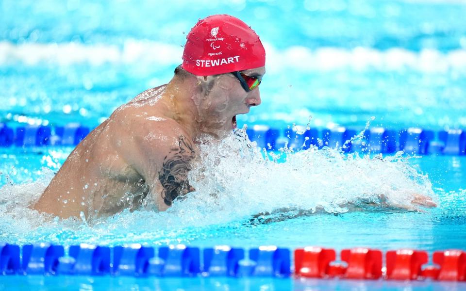 Great Britain's Harry Stewart during the final of the men's SB14 100m breaststroke final