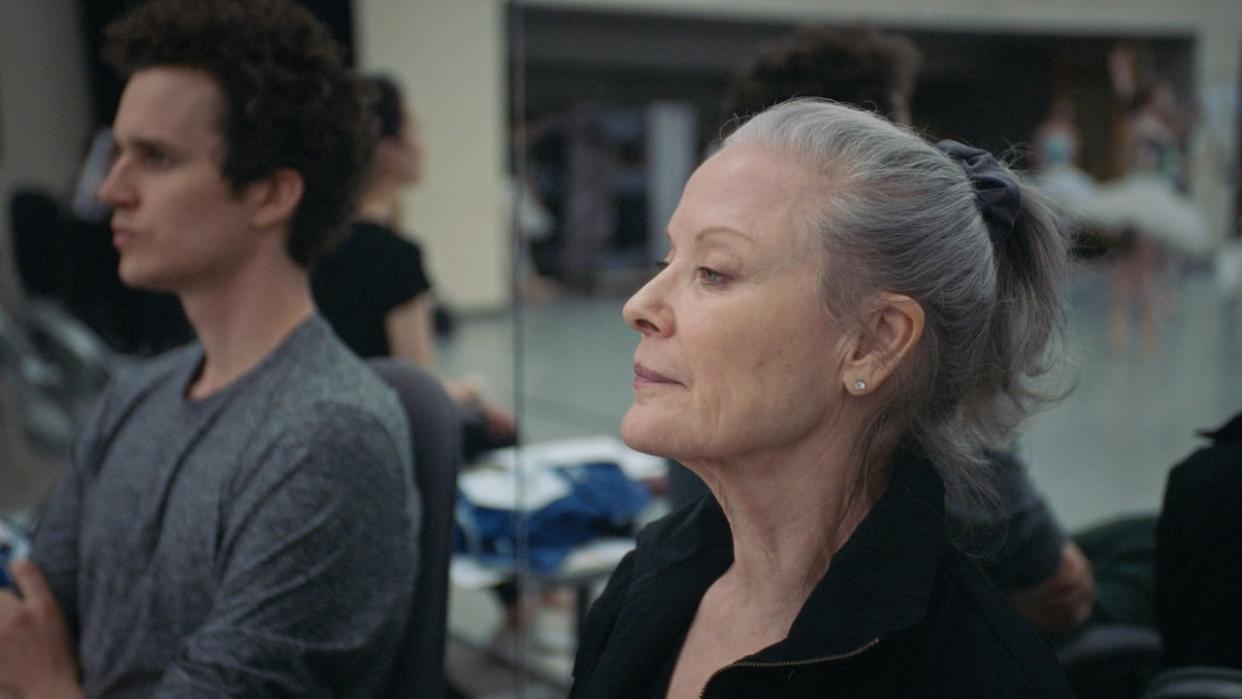 Canadian dancer Karen Kain, right, appears next to choreographer Rob Binet in a still from the documentary Swan Song. The film follows Kain's time as a principal ballerina for the National Ballet of Canada and as its artistic director.  (CBC - image credit)