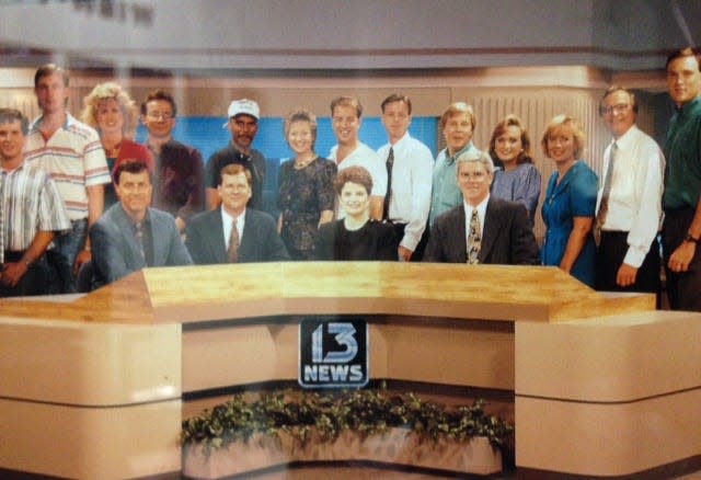 Ralph Hipp, second from left in front, appeared on set in the 1990s with fellow staff members at WIBW-TV Channel 13.