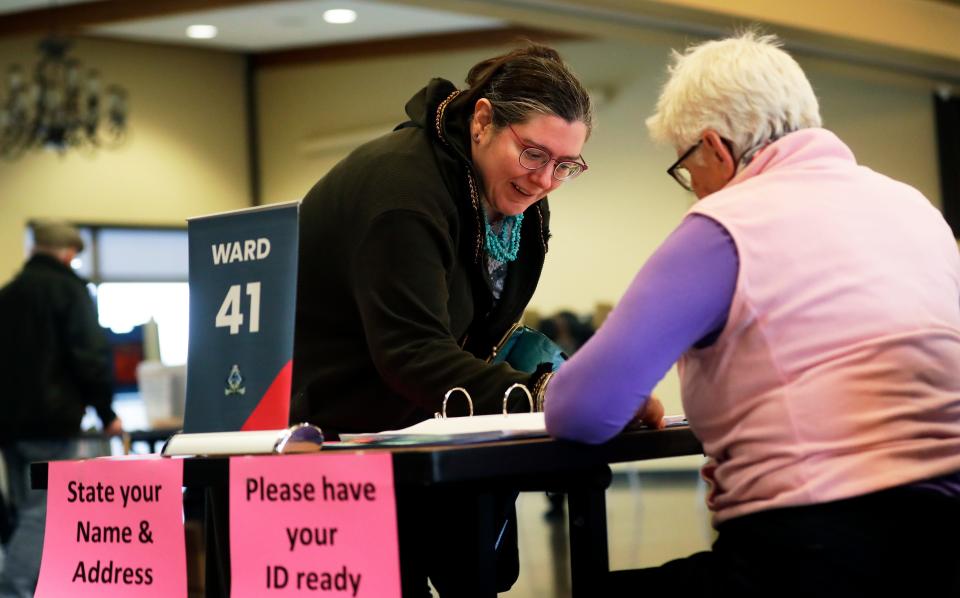 Green Bay residents vote in the spring general election on April 4, 2023, at the Green Bay Botanical Garden.