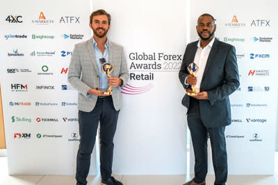 Stephen Solares and Raymond Okafor, Vantage Business Partners, at the Global Forex Awards Ceremony, Limassol, Cyprus on September 22, 2022