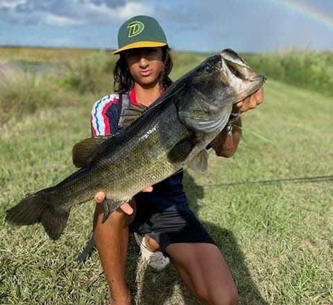 Wyatt Smith, of Deland, caught this bass along the shoreline of Lake Woodruff. It weighed in at 9.34 pounds before being released.