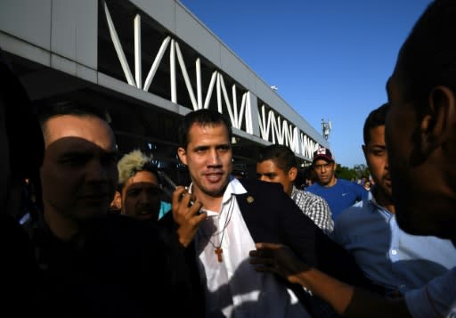 Juan Guaido, pictured February 11, has urged his international allies to ramp up sanctions against Maduro's regime