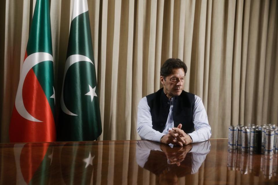 <strong>Imran Khan.</strong> "<a href="https://time.com/6267954/imran-khan-pakistan-prime-minister-exclusive/" rel="nofollow noopener" target="_blank" data-ylk="slk:Imran Khan on His Plan to Return to Power,;elm:context_link;itc:0;sec:content-canvas" class="link ">Imran Khan on His Plan to Return to Power,</a>" May 8/15 issue.<span class="copyright">Umar Nadeem for TIME</span>