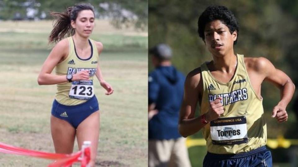 From left, Andrea Loizidou of the FIU women’s track team (left) and Eliseo Torres of the FIU men’s track team.