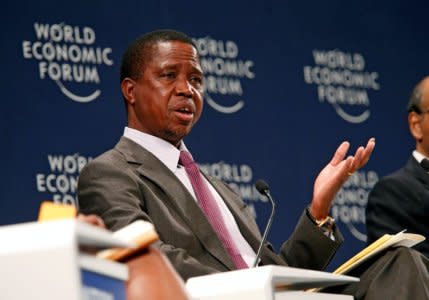 FILE PHOTO: Zambian President Edgar Lungu participates in a discussion at the World Economic Forum on Africa 2017 meeting in Durban, South Africa May 4, 2017. REUTERS/Rogan Ward/File Photo