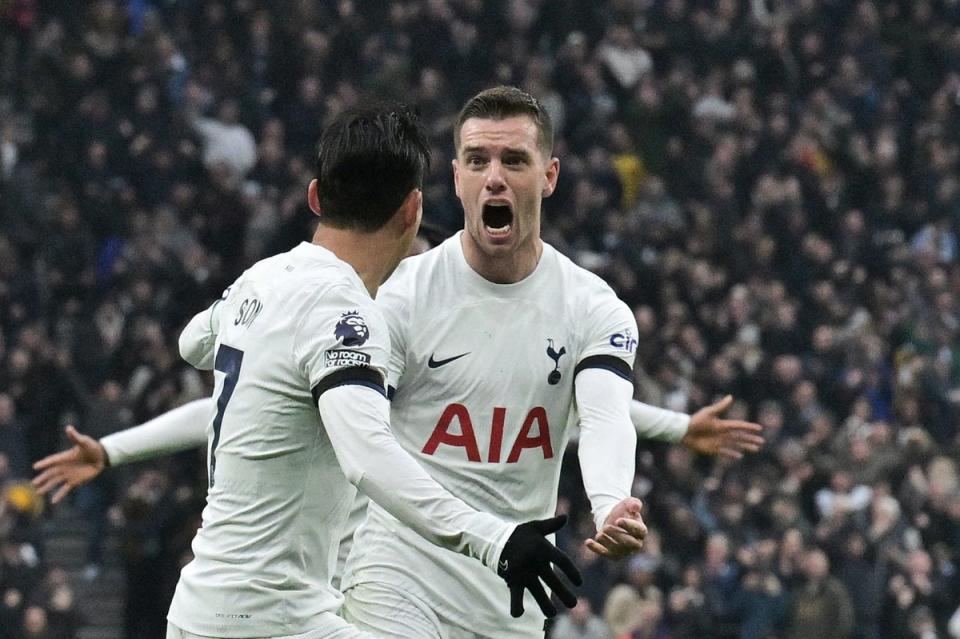 Giovani Lo Celso celebrates opening the scoring for Spurs (AFP via Getty Images)