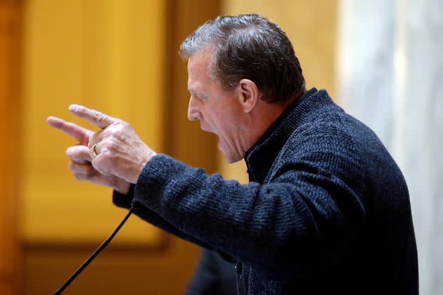 FILE - Pastor John Lowe prays during Indiana Pastors Alliance prayer rally at the Statehouse on Nov. 17, 2015, in Indianapolis. New Life Christian Church and World Outreach in Warsaw, Ind., says that Lowe, who confessed to “adultery” years ago with a teenager and publicly informed his congregation last weekend after church leaders confronted him, has resigned. (AP Photo/Darron Cummings, File) (Photo: via Associated Press)