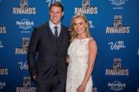 Jun 22, 2016; Las Vegas, NV, USA; New York Islander left wing Matt Martin walks the red carpet with Sydney Esiason during the 2016 NHL Awards at Hard Rock Hotel and Casino. Mandatory Credit: Joshua Dahl-USA TODAY Sports