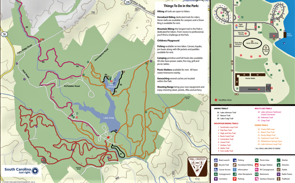 Croft State Park has many trails for hiking, biking and horseback riding.