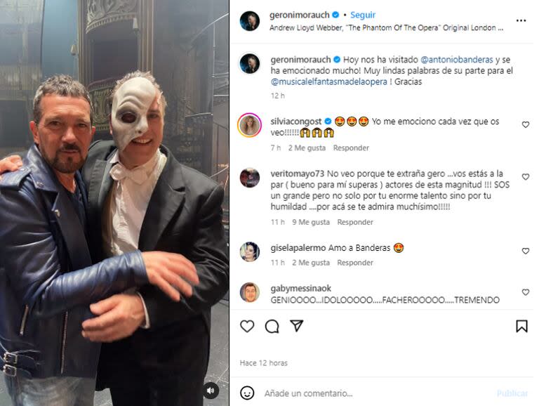 Así fue el encuentro entre Antonio Banderas y Gerónimo Rauch (Foto: Instagram @geronimorauch)