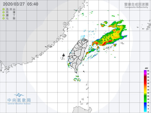 雷達合成回波圖。（圖／翻攝自中央氣象局）