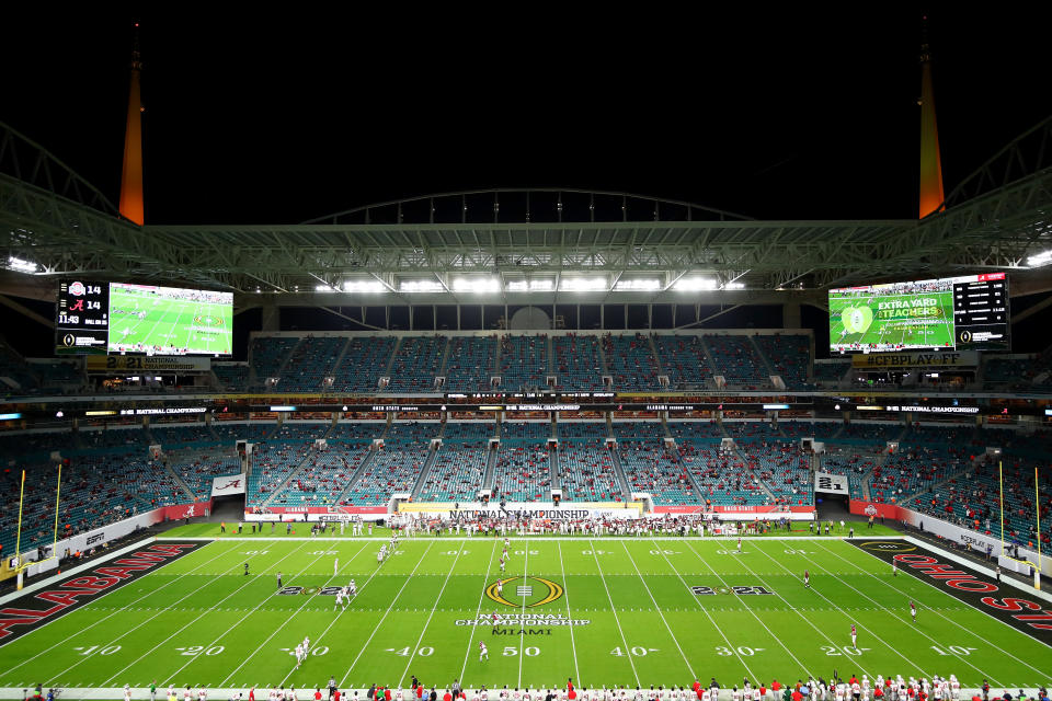 Alabama takes on Ohio State during the College Football Playoff title game on Jan. 11. (Jamie Schwaberow/Getty Images)