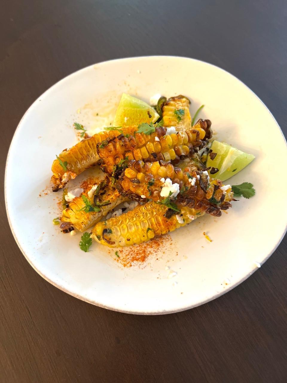 Charred corn with elote sauce