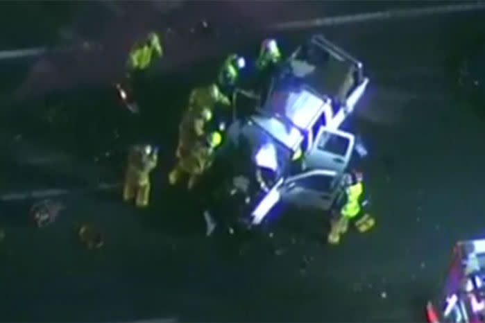 The crash on Sydney's M5 on Tuesday. Photo: 7 News