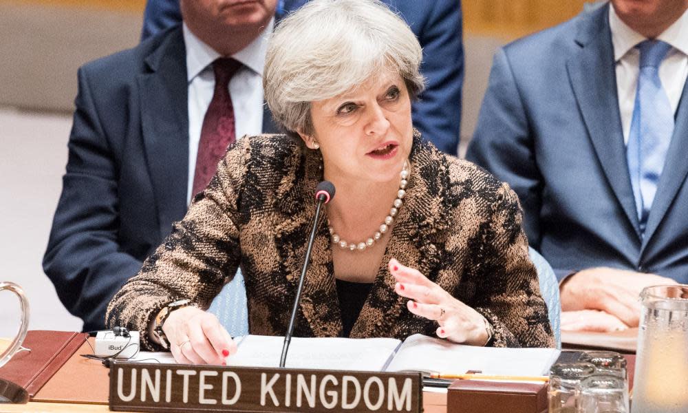 Theresa May addresses the United Nations