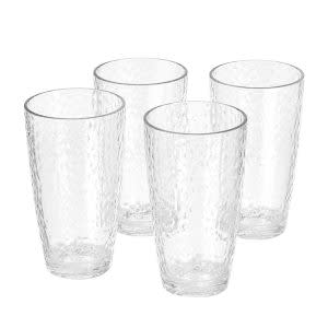 Amazon Basics Tritan Hammered Texture Highball Glasses