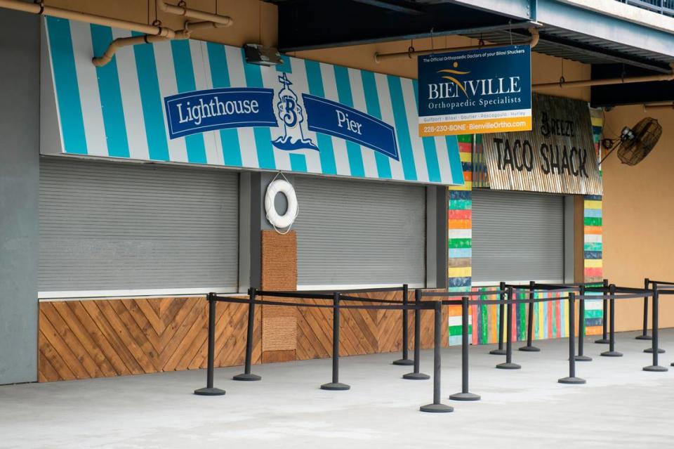 New concession stands, Lighthouse Pier and Taco Shack, at Shuckers Ballpark on Friday, May 10, 2024. Both concession stands bring new food options to the stadium.