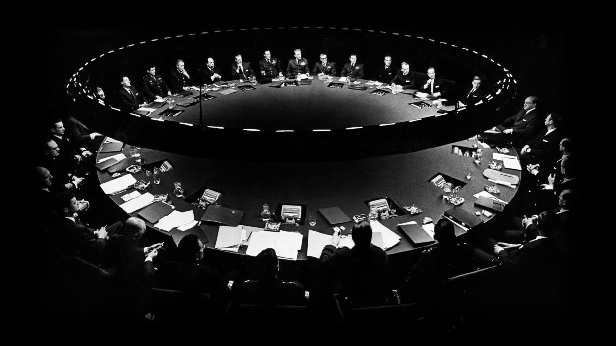  A film still of the War Room from Dr Strangelove. 