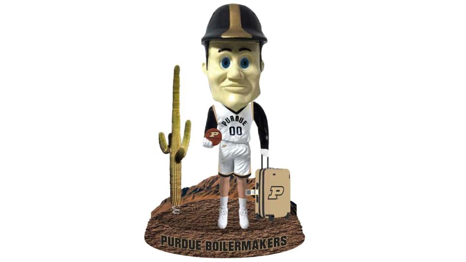 Rendering of the "Purdue Boilermakers Purdue Pete Headed to Phoenix Bobblehead" available for pre-sale from the National Bobblehead Hall of Fame and Museum to celebrate Purdue heading to the final four.