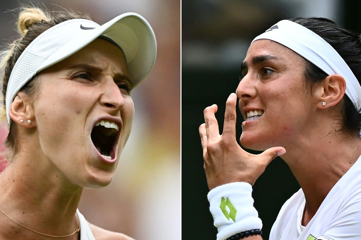 Showdown: Vondrousova  and Jabeur will meet on Centre Court  (AFP via Getty Images)