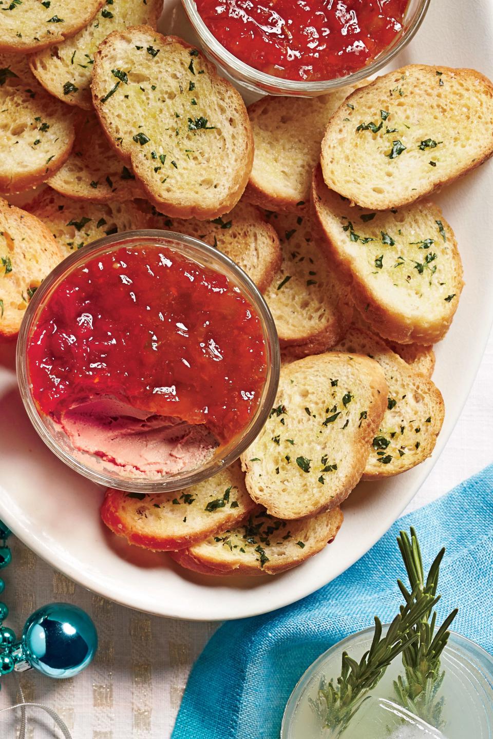 Chicken Liver Mousse Crostini with Pepper Jelly