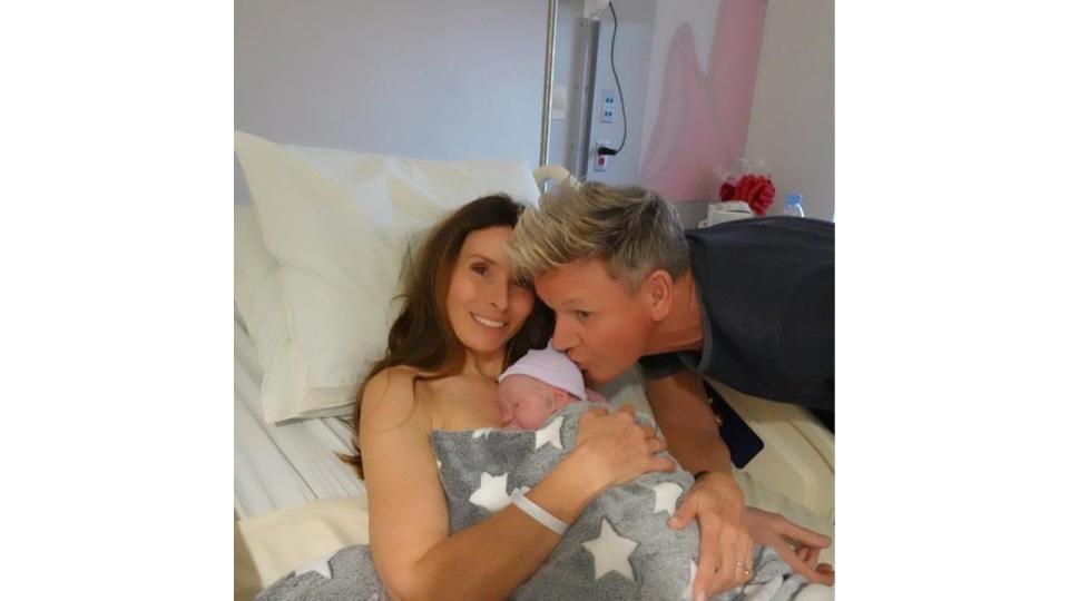 Tana Ramsay holding newborn baby Jesse James with husband Gordon Ramsay 