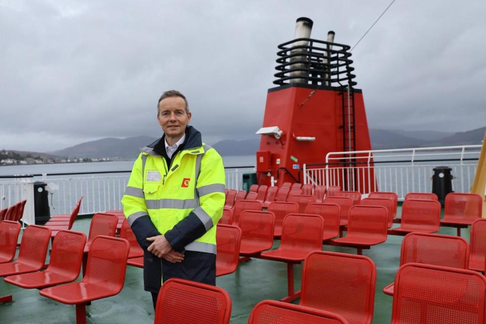 Robbie Drummond, chief executive of CalMac Ferries Ltd. Robbie is pictured on board the CalMac ferry MV Bute on the Wemyss Bay to Rothesay route...  Photograph by Colin Mearns.2 February 2023.