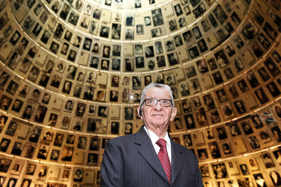 Andrea Bartali, the son of the late Italian champion cyclist and Righteous Among the Nations Gino Bartali who risked his life to rescue Jews during the Holocaust, visits the Yad Vashem Holocaust Memorial museum in Jerusalem on October 10, 2013.<span class="copyright">GALI TIBBON-AFP</span>