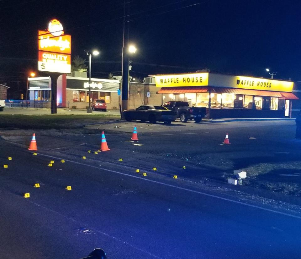 Three people were shot and others are wounded after an incident in the parking lot of a Clarksville Waffle House located at 1683 Fort Campbell Boulevard on Jan. 23, 2022.