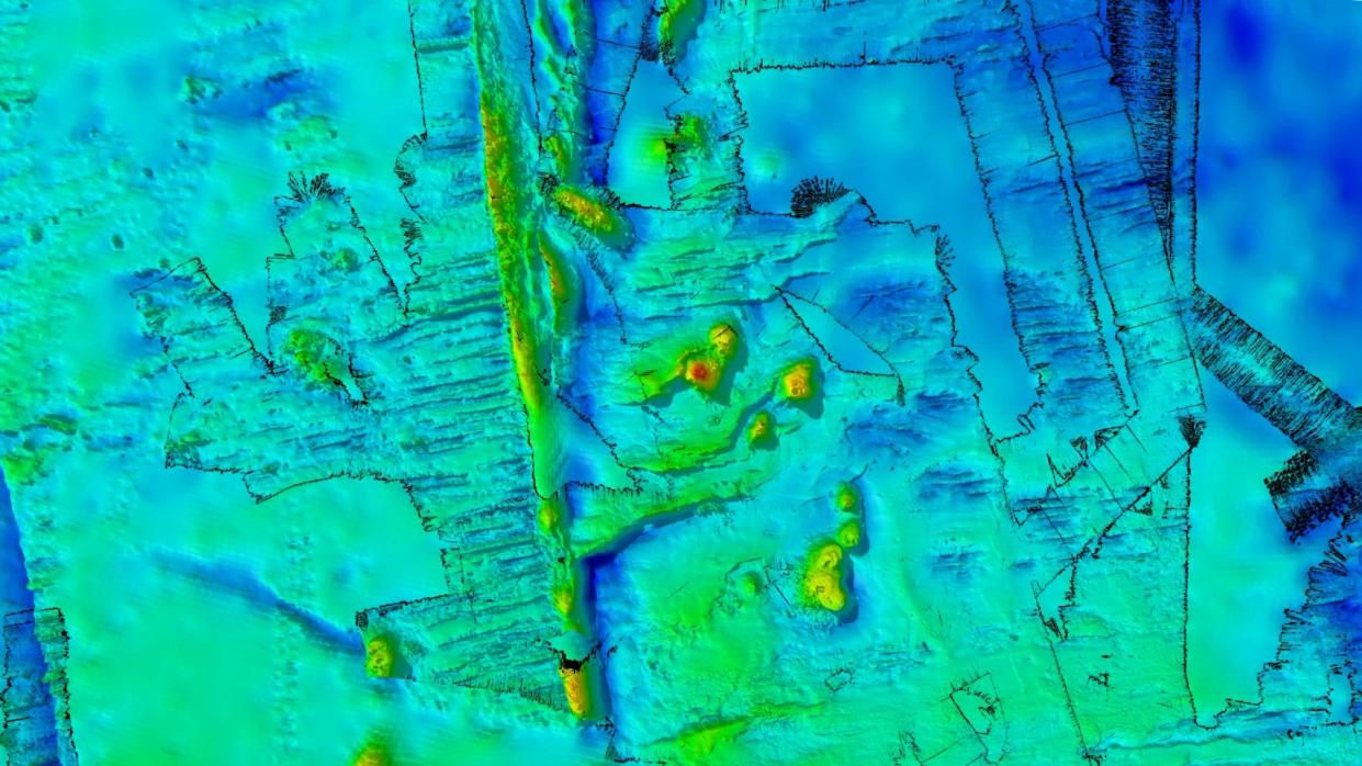  The survey area with newly mapped seafloor features. 