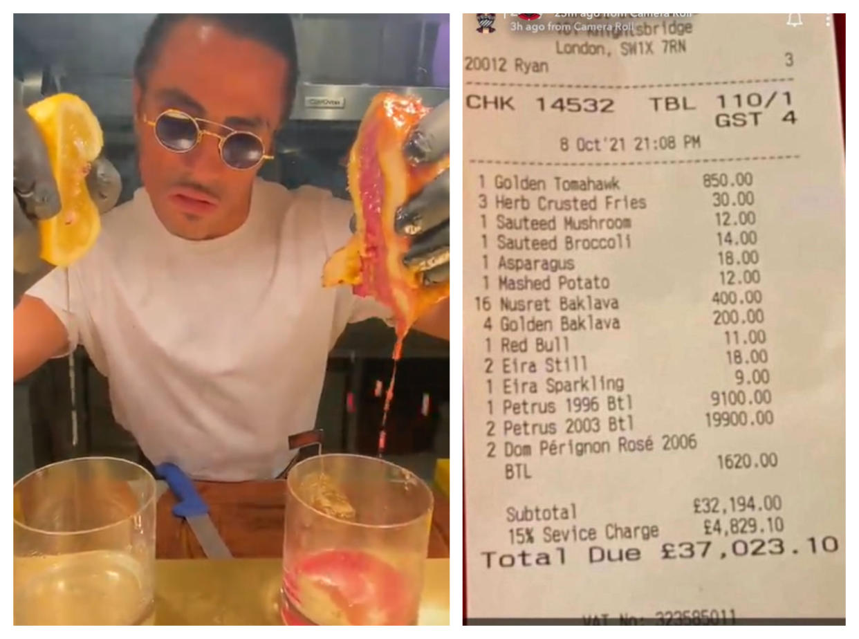 Salt Bae has come under fire by many for his exorbitant food prices. Picture via instagram/nusr_et