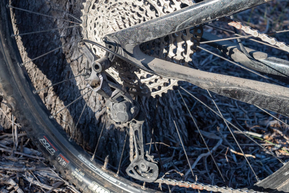 Cannondale Scalpel SE2 Flex-Pivot view with Shimano Deore XT rear derailleur and cassette