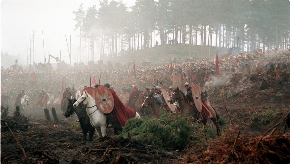 A scene from the movie Gladiator being filmed at Bourne Wood