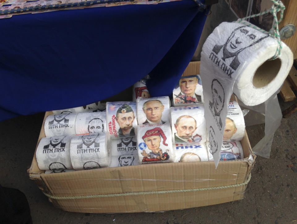 Toilet paper printed with the image of Russian President Vladimir Putin 