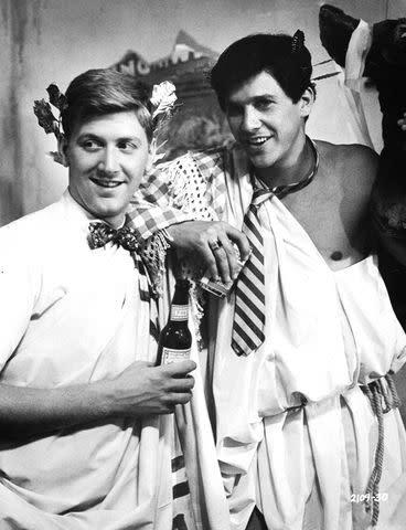 <p>Michael Ochs Archives/Getty</p> Tim Matheson (right) on the set of 'Animal House'