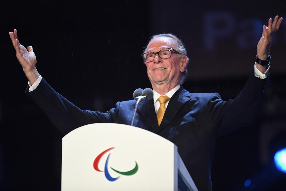 RIO DE JANEIRO, BRAZIL - SEPTEMBER 18:  President of Brazil's Olympic Committee Sr. Carlos Arthur Nuzman gives a speech during the closing ceremony of the Rio 2016 Paralympic Games at Maracana Stadium on September 18, 2016 in Rio de Janeiro, Brazil.  (Photo by Atsushi Tomura/Getty Images for Tokyo 2020)