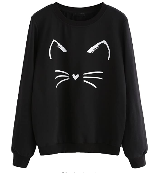 Romwe Women's Cat Print Lightweight Sweatshirt (Photo via Amazon)