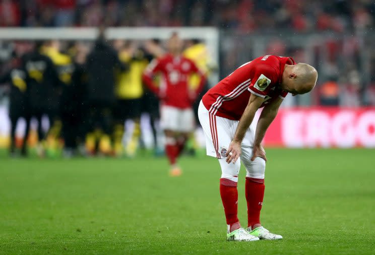 Arjen Robben rues Bayern Munich’s cup loss to Borussia Dortmund. (Getty)