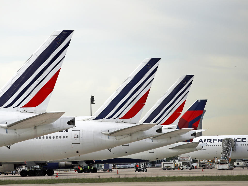 Air France planes parked on the tarmac at Paris Charles de Gaulle airport: AP