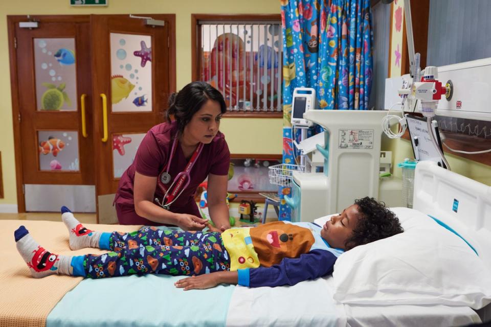 Parminder Nagra as Maryam, back at work after two years of maternity leave (ITV)