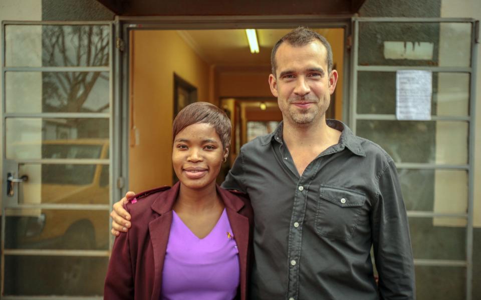 Dr Chris van Tulleken with Sister Zanele Phindile Mbatha, the ART nurse at Macabuzela Clinic - Credit: BBC