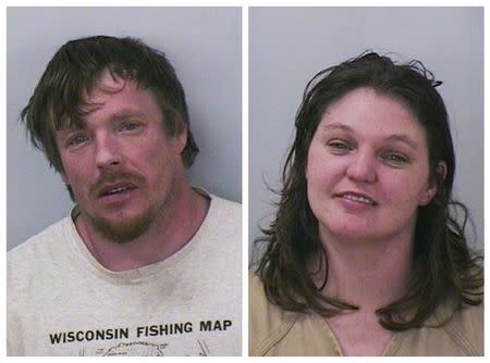 A combination photo shows Jason Robert Roth (L) and Amanda Rose Eggert in these January 31, 2016 booking photos in Polk County, Wisconsin Sheriff's Department, released on February 8, 2016. REUTERS/Polk County Sheriff's Department/Handout via Reuters