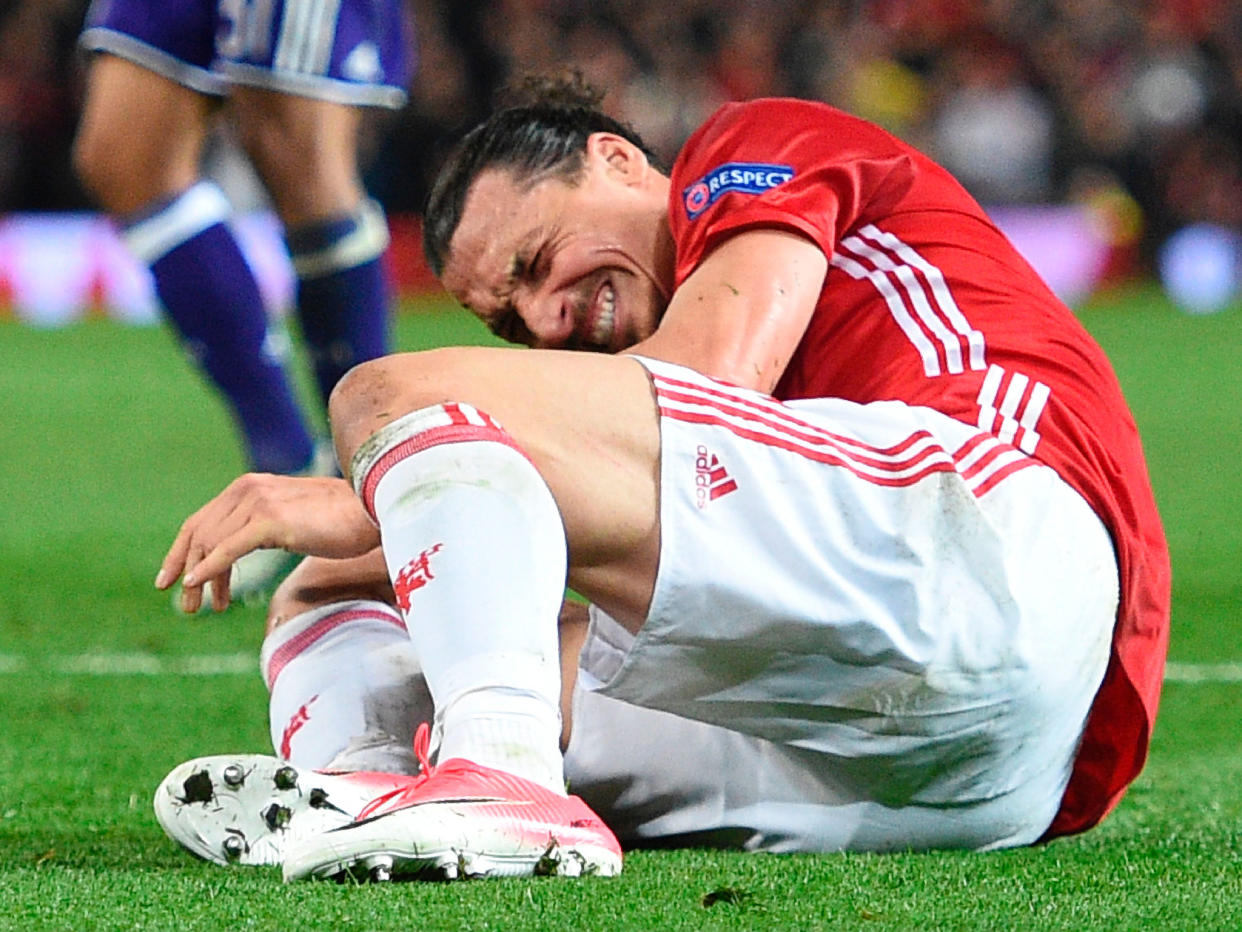 Zlatan Ibrahimovic won't play again this season after suffering a cruciate knee ligament injury: Getty