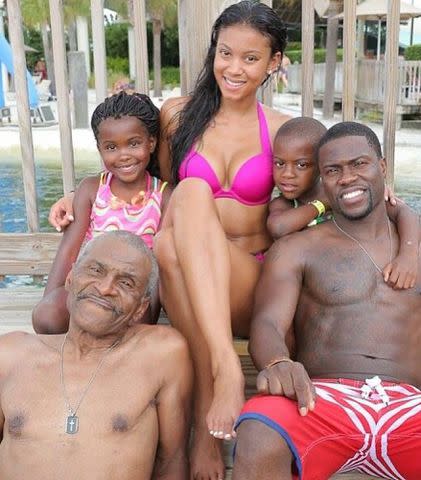 <p>Kevin Hart Instagram</p> Kevin Hart, Henry Witherspoon, Heaven Hart, Eniko Parrish, and Hendrix Hart.