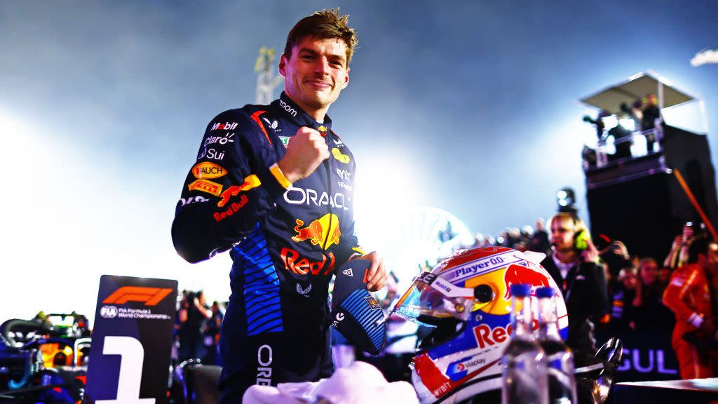 max verstappen after winning the first race of the 2024 f1 season grand prix of bahrain
