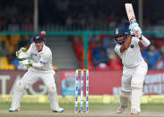 Cricket - India v New Zealand - First Test cricket match - Green Park Stadium, Kanpur, India - 25/09/2016. India's Cheteshwar Pujara plays a shot. REUTERS/Danish Siddiqui