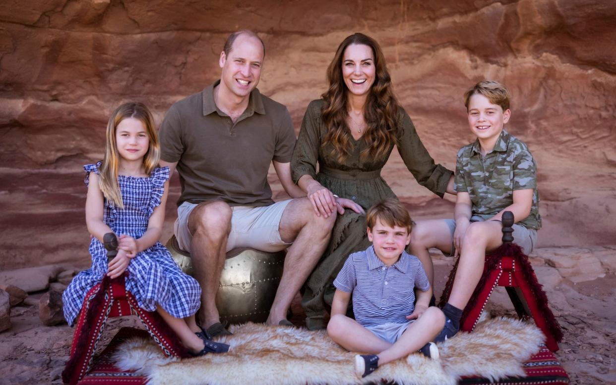 The family photo of Kate, Prince William and their children Louis, George, Charlotte was taken in Jordan earlier this year - Kensington Palace